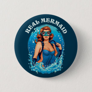 Vintage-Stil echte Meerjungfrau - weiblicher Tauch Button