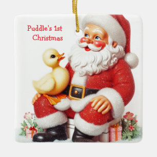 Vintage-Stil-Entenküken-Weihnachtsschmuck Keramikornament