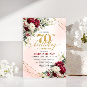 Vintage-Stil Gold Blumen 70. Geburtstagseinladung Einladung