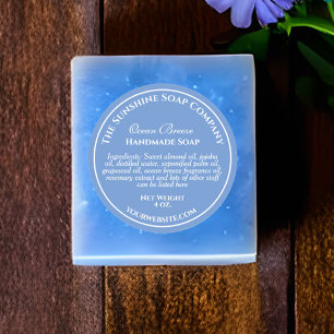 Vintage-Stil hellblau-weiße Text-Seifen-Kosmetik Runder Aufkleber