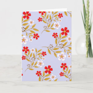 Vintage-Stil hübsche rote Blumen auf blauem Muster Karte