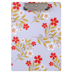 Vintage-Stil hübsche rote Blumen auf blauem Muster Klemmbrett