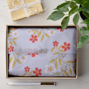 Vintage-Stil hübsche rote Blumen auf blauem Muster Seidenpapier