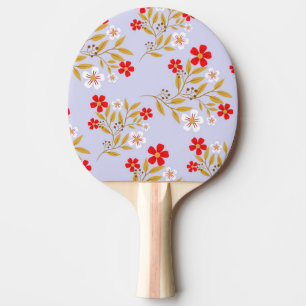 Vintage-Stil hübsche rote Blumen auf blauem Muster Tischtennis Schläger