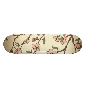 vintage Stil Kirschblüten Kunst Skateboard