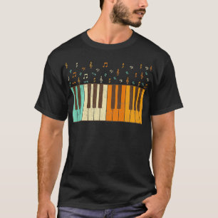 Vintage-Stil Klavier-Tastatur Pianist Musikalisch T-Shirt