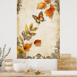 vintage Stil mit Herbstmotiv Poster