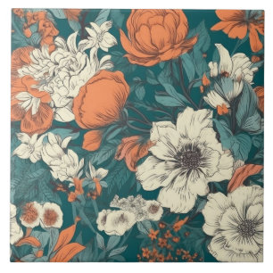 Vintage-Stil nahtlos schöne Blumen Fliese