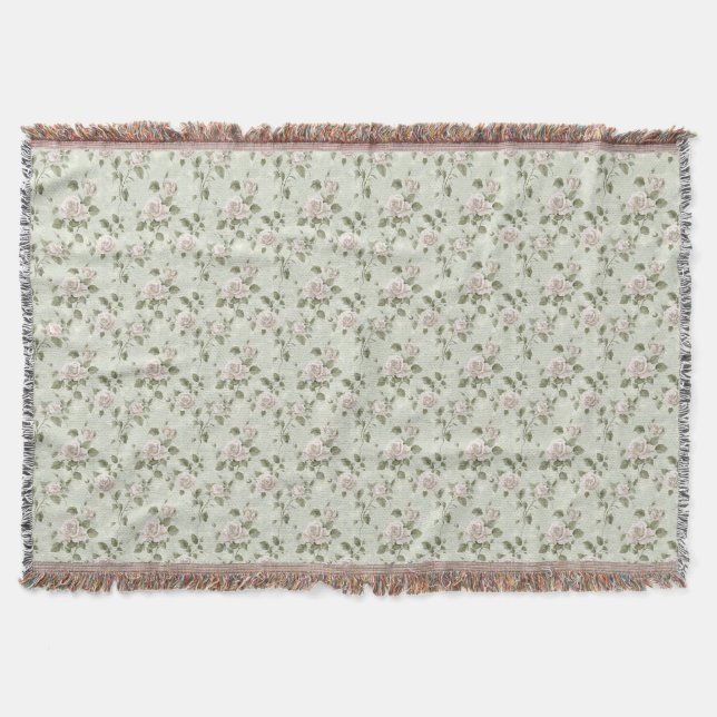 Vintage-Stil neutrales Blumenmuster Decke (Vorderseite)
