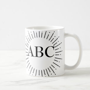 Vintage-Stil-Sonnenstrahl mit editierbarem Monogra Kaffeetasse