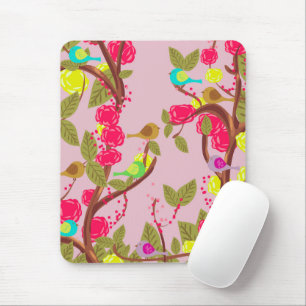 Vintage Stil Vögel und Blumen Mousepad