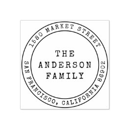 Vintage Stilfamilie Name & Round-Rücksendeadresse Gummistempel