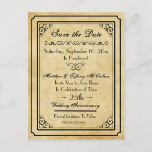 Vintage Stilgestaltung Save the Date Postkarte