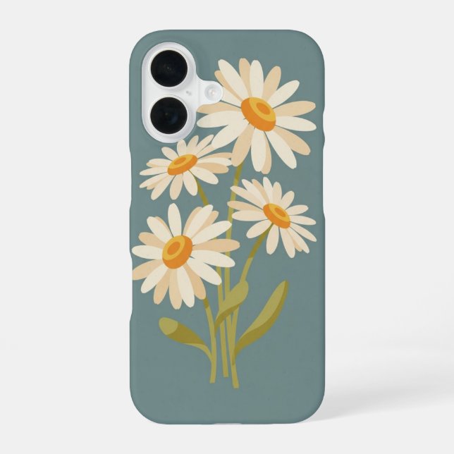 Vintage stilisierte Gänseblümchen iPhone 16 Hülle (Rückseite)