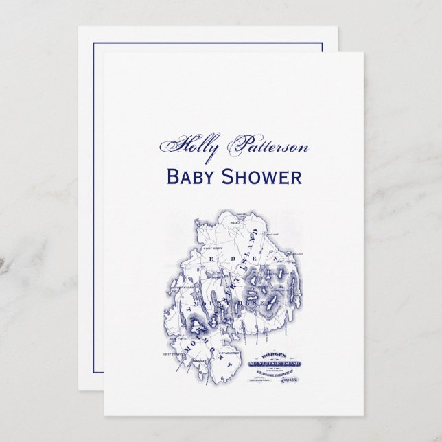 Vintage stilisierte Mount Desert Island MN Karte B (Vorne/Hinten)