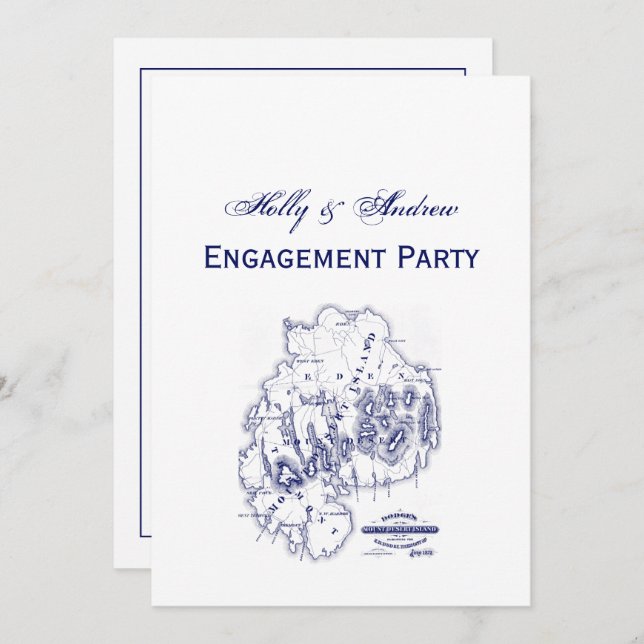 Vintage stilisierte Mount Desert Island MN Karte B (Vorne/Hinten)