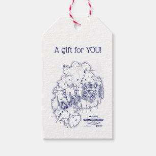 Vintage stilisierte Mount Desert Island MN Karte B Geschenkanhänger