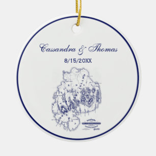 Vintage stilisierte Mount Desert Island MN Karte B Keramik Ornament