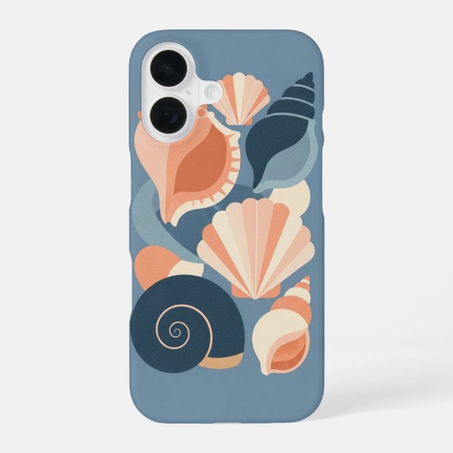 Vintage stilisierte Muschel iPhone 16 Hülle (Rückseite)