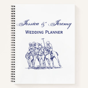 Vintage stilisierte Polo-Match Zeichne #1 Blau Notizbuch