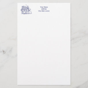 Vintage stilisierte Polospiel-Zeichnung #1 Blau Briefpapier