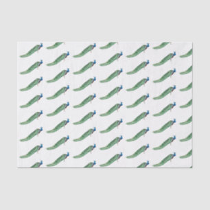 Vintage stilisierter bunter Pfau auf einem Tisch Seidenpapier