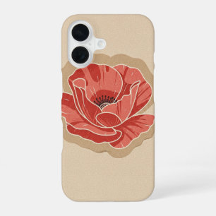 Vintage stilisierter Mohn iPhone 16 Hülle