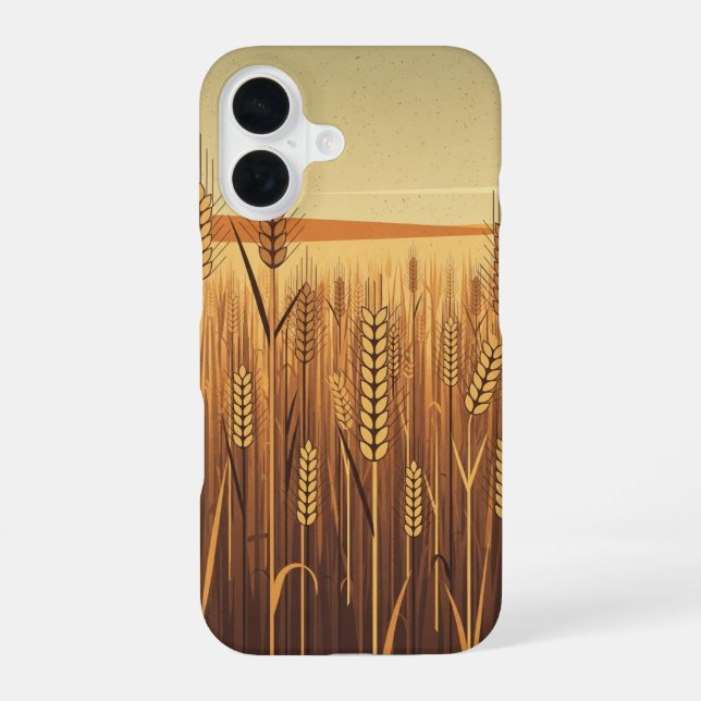 Vintage stilisiertes Weizenfeld iPhone 16 Hülle (Rückseite)