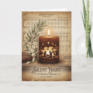 Vintage-Stille-Nacht-Kerzenkarte Karte