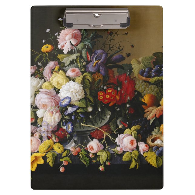 Vintage Stillleben Blume und Früchte Klemmbrett (Vorderseite)