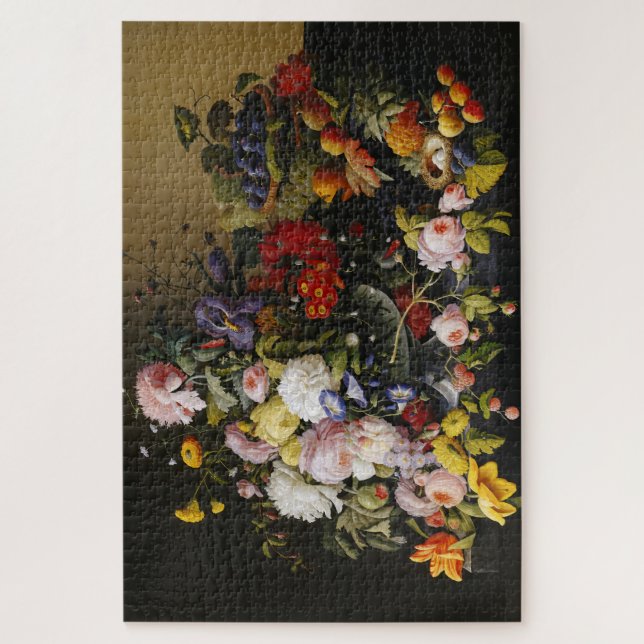 Vintage Stillleben Blume und Früchte Puzzle (Vertikal)