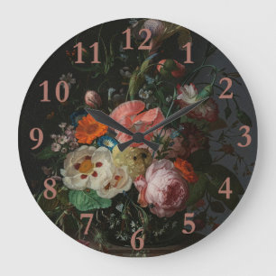 Vintage Stillleben niederländischer Meister Rachel Große Wanduhr