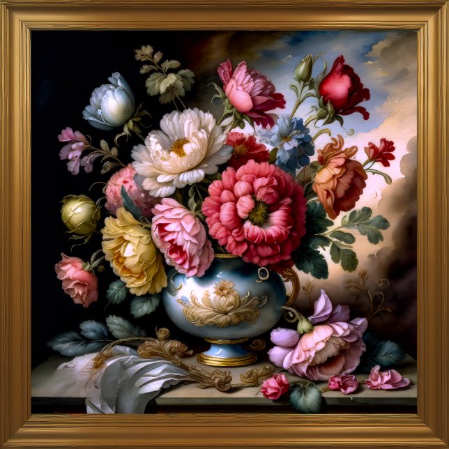 Vintage Stilmalerei Bouquet von Blume Vase Poster (Von Creator hochgeladen)