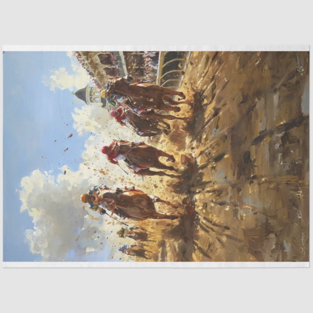 Vintage Stilmalerei Kentucky Derby Decoupage Seidenpapier (Vorderseite)