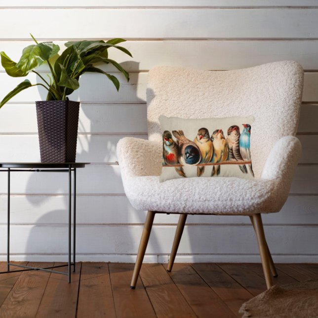 Vintage Stilsperre von Perched Birds Dekokissen (Von Creator hochgeladen)