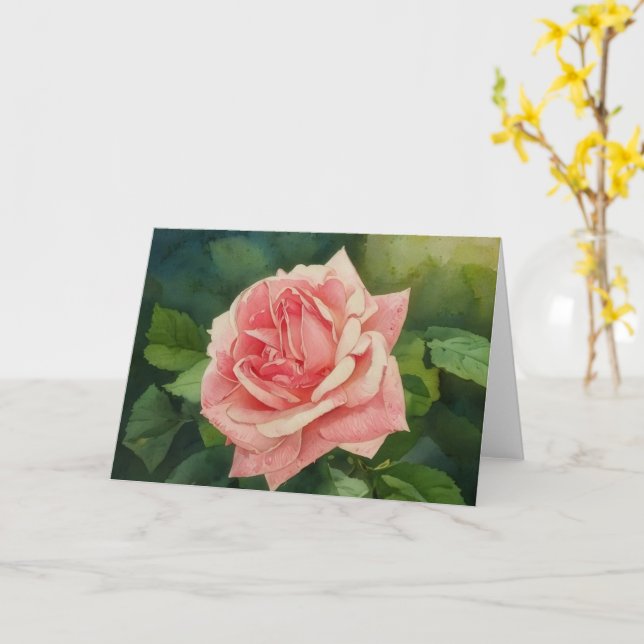 Vintage Stilspitze Pink Rose Garden Kunst Karte (Gelbe Blume)