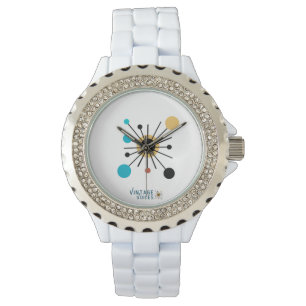 Vintage Stimmen Kristall Black Enamel Armbanduhr