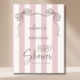 Vintage Stirpes Rosafarbenes Schleifen-Baby-Shower Poster