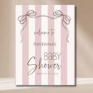 Vintage Stirpes Rosafarbenes Schleifen-Baby-Shower Poster
