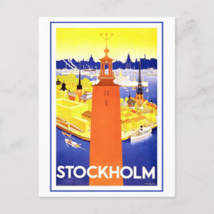 Vintage Stockholm Reiseplakat Postkarte