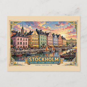Vintage Stockholm Schweden Gamla Stan Altstadt Postkarte