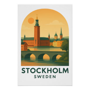 Vintage Stockholm Schweden Reise – Skandinavisch Poster