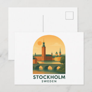 Vintage Stockholm Schweden Reise – Skandinavisch  Postkarte