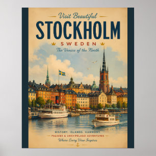 Vintage Stockholm Schweden Reiseplakat mit Serenit Poster
