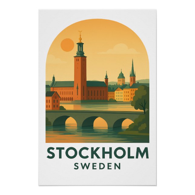 Vintage Stockholm Sweden Travel – Scandinavian  Poster (Vorderseite)