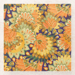 Vintage-Stoffmuster: Nahaufnahme-Textur. Glasuntersetzer