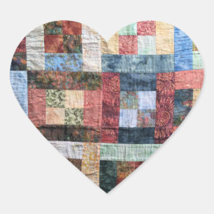 Vintage-Stoffquilt Herz-Aufkleber