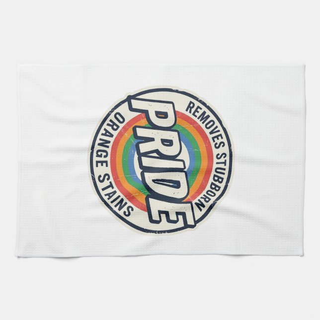 Vintage-Stolz-Protest Regenbogen-Abzeichen Vektor- Geschirrtuch (Horizontal)