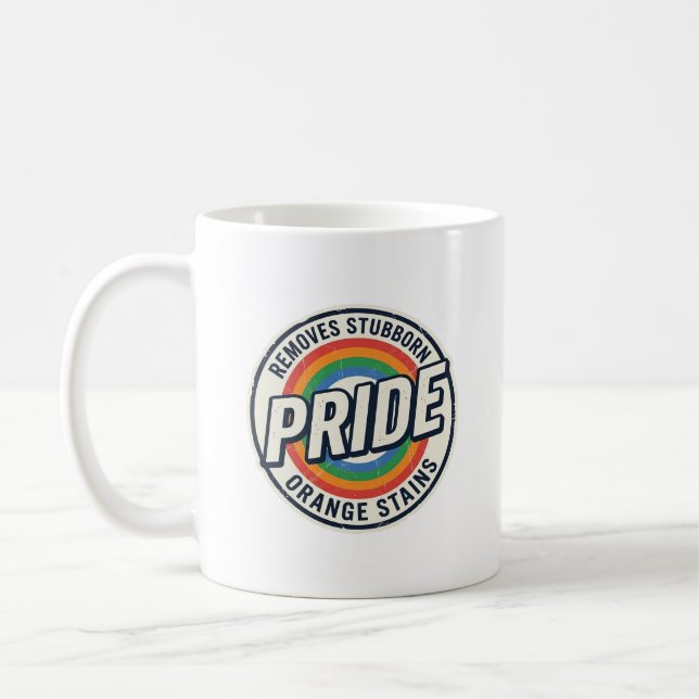 Vintage-Stolz-Protest Regenbogen-Abzeichen Vektor- Kaffeetasse (Links)