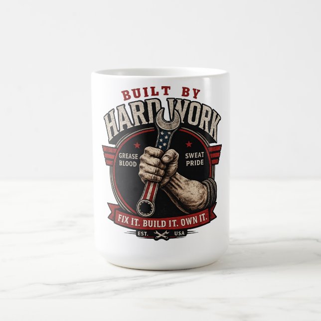 Vintage stolzer Mechaniker-Geschenk - Gebaut durch Kaffeetasse (Mittel)